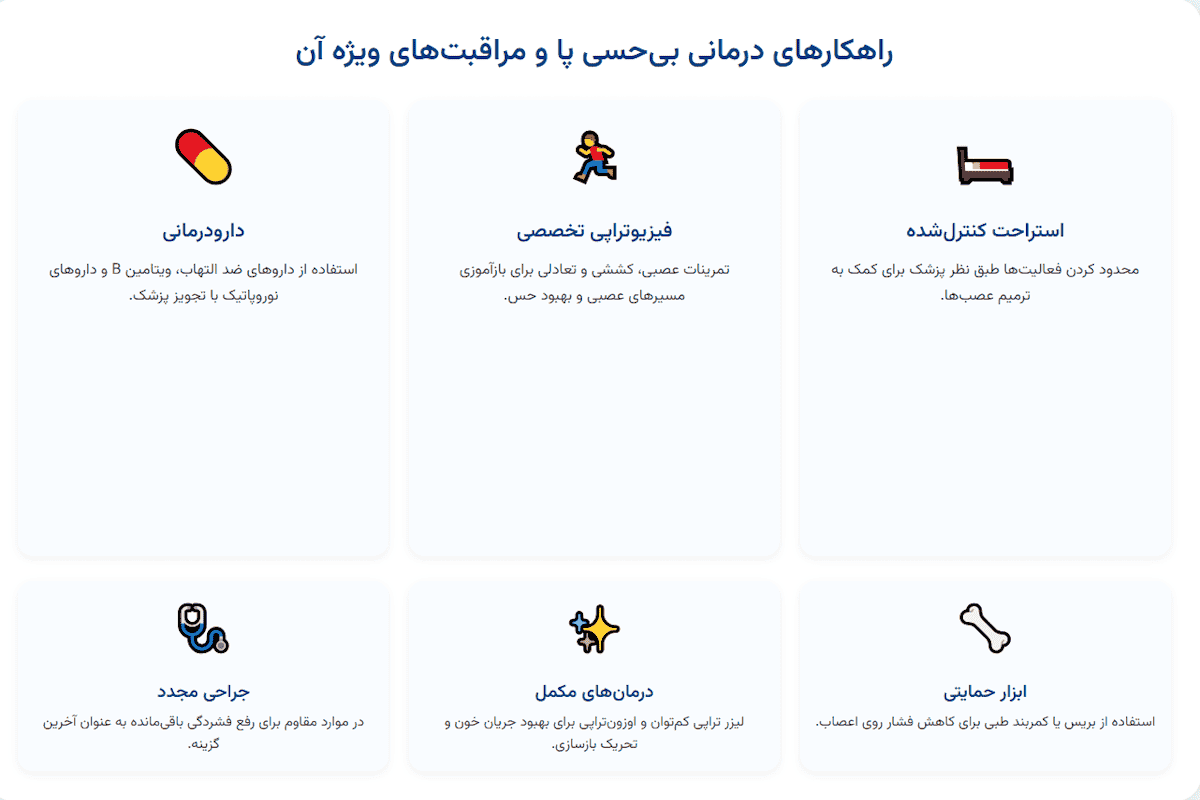 راه های درمانی بی حسی پا بعد از جراحی
