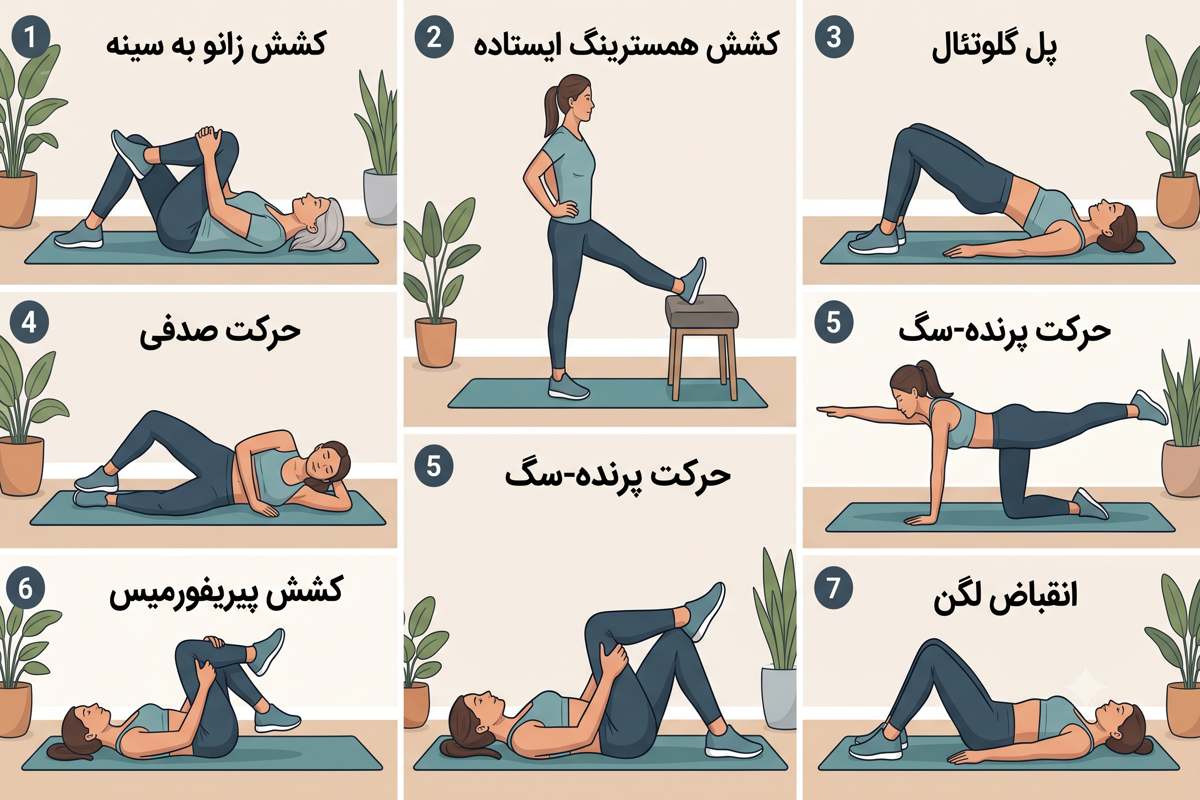تمرینات فیزیوتراپی سیاتیک در منزل